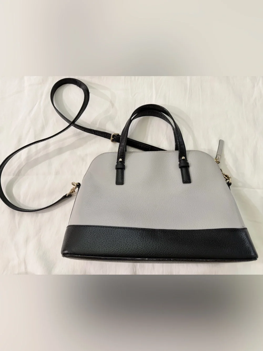 kate spade Gray and Black Dome Satchel with Crossbody Strap